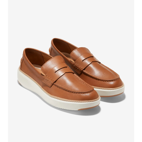 Cole Haan Grandpro Topspin Leather Platform Penny Loafers British Tan Men 11.5 M - Picture 1 of 8